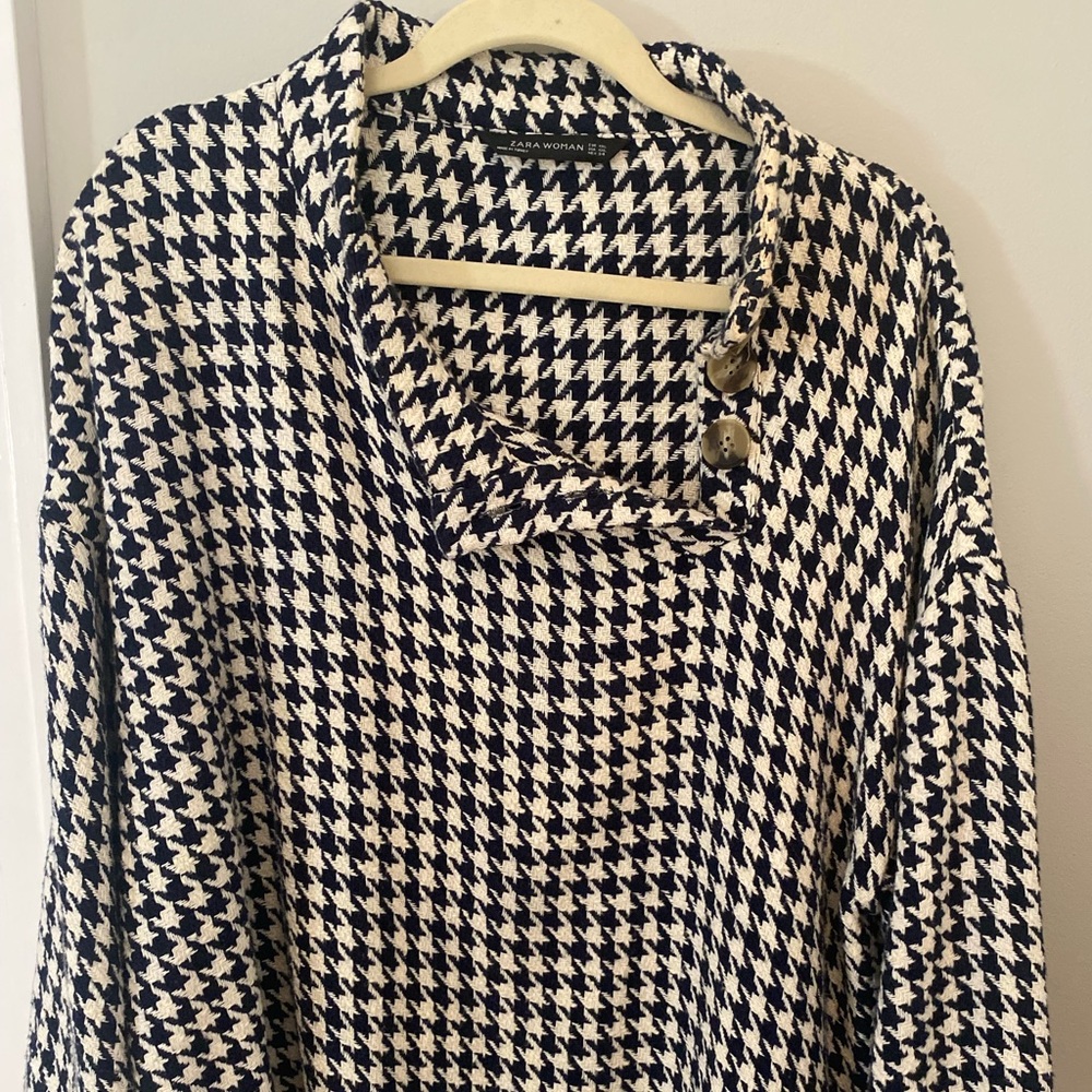 ZARA Houndstooth Mock Sweater